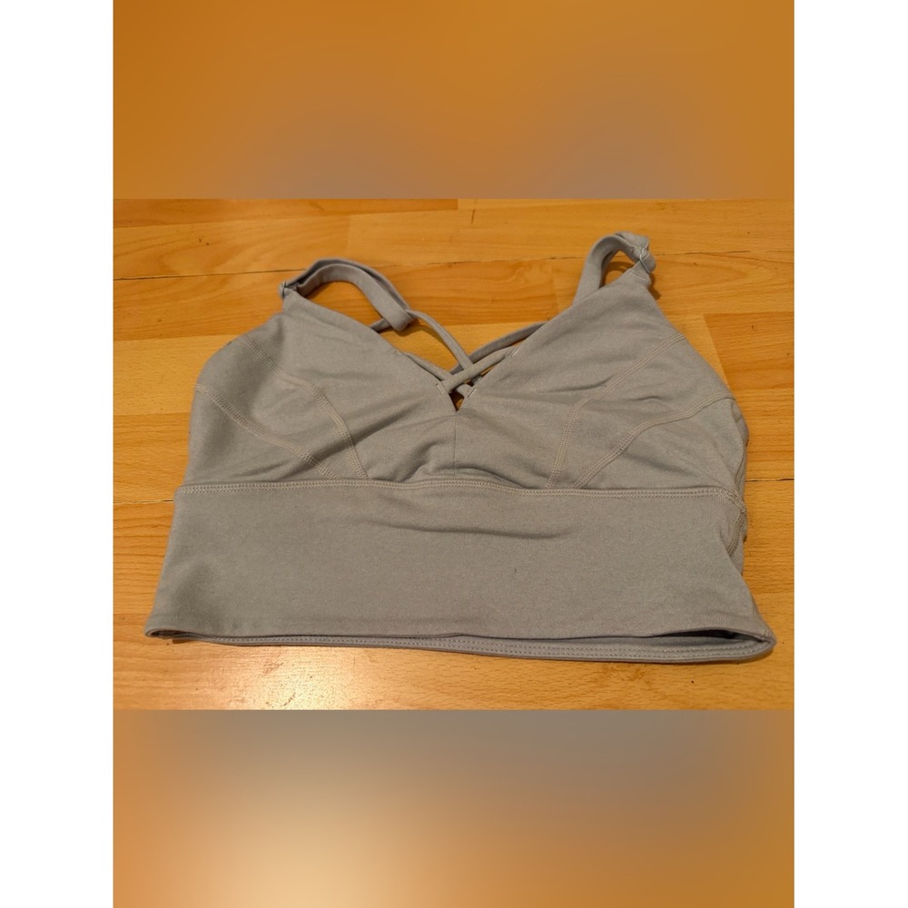 Prana Light Gray Strappy Sports Bra